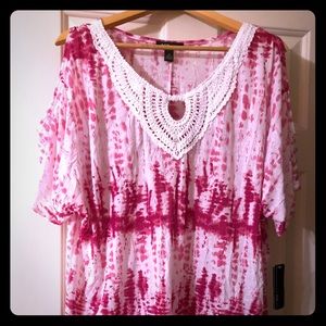 Pink and White Blouse